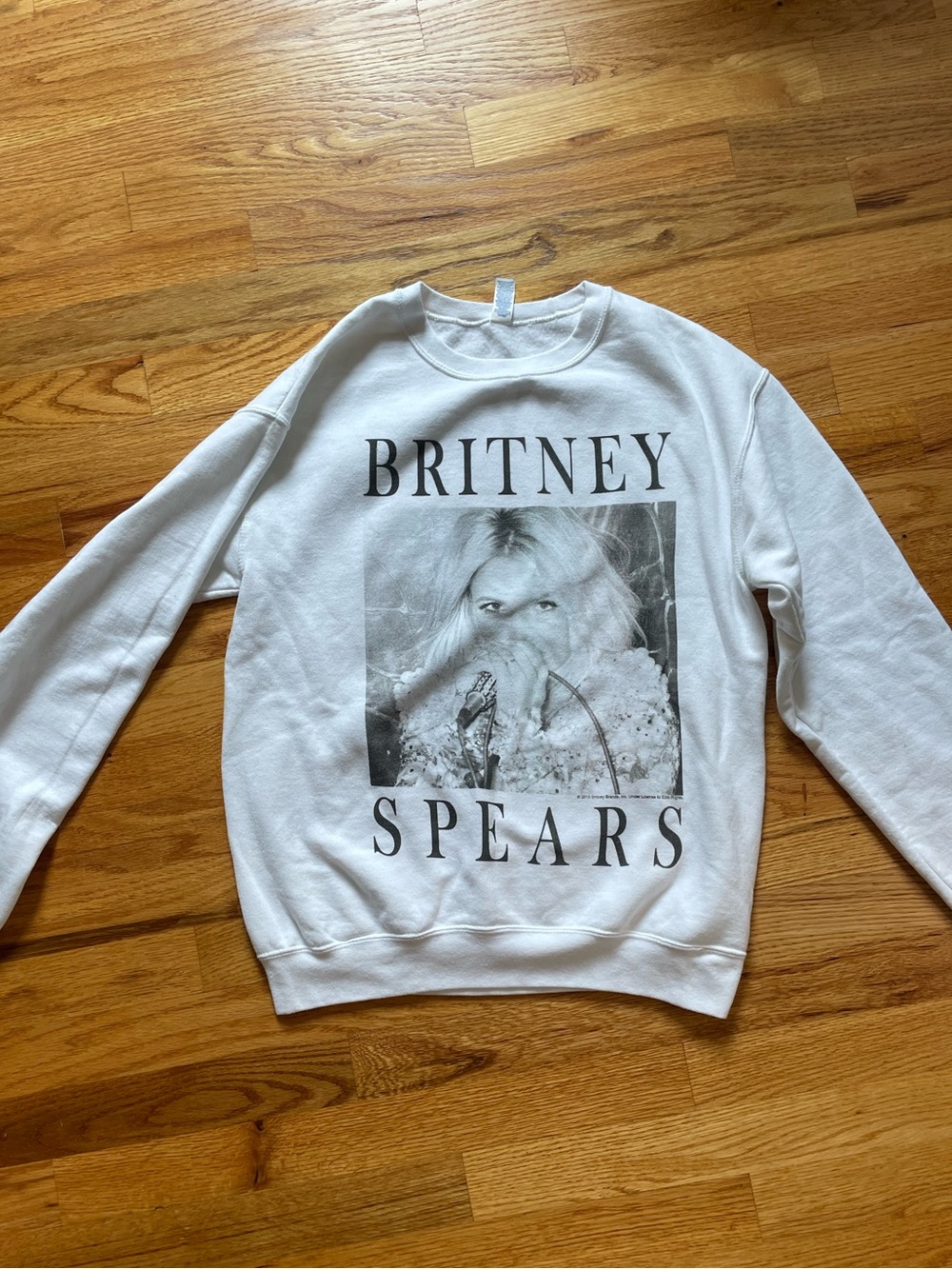 Jerzees White Graphic Crewneck Sweatshirt - Black Photo Print